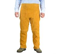 HEIBTENY Delantal de soldadura de cuero vacuno con patas divididas, equipo de protección de cuero resistente al fuego para soldadores, cintura ajustable de 28 a 51 pulgadas, pantalones de seguridad a