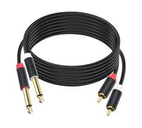 HEIBTENY Doble para RCA a doble 635 mm para cable de audio TS conectores chapados en oro con carcasa de metal, núcleo de cobre sin oxígeno, doble blindaje para mezclador de reproductor de DVD (1,5