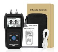 HEIBTENY DPM02B Manómetro de mano digital diferencial manómetro, para prueba de vacío negativa positiva, 11 unidades KPa Psi MmHg LCD retroiluminado, con para registro de datos Max Min