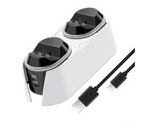HEIBTENY Estación de acoplamiento dual de carga rápida para controladores PS5, soporte de carga de contacto, carga dos gamepads juntos, elegante accesorio de consola para Sony para configuración