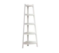 HEIBTENY Estantería esquinera de 5 niveles, estante de escalera blanco con marco de metal resistente, soporte de exhibición industrial para sala de estar, dormitorio, baño, estantes de almacenamiento