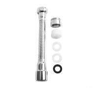 HEIBTENY Extensor de grifo ajustable de acero inoxidable con boquilla aireadora giratoria de 360°, cabezal antisalpicaduras para cocina y baño, rango de longitud flexible de 13 cm a 75 cm (16 cm)