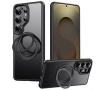 HEIBTENY Funda de anillo ultra magnético S26 con protección a prueba de golpes y soporte giratorio de 360°, carcasa de PC ligera para Samsung para Galaxy S26 Ultra, para cámara y puertos (negro)