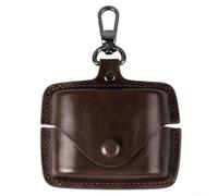 HEIBTENY Funda de cuero de cobertura completa para auriculares Sony WF-1000XM6 que absorbe los golpes, funda protectora con clip de mosquetón, carcasa delgada para viajes y uso diario oscuro (marrón