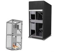 HEIBTENY Funda impermeable para jaula de perro y valla para mascotas, resistente al polvo con cierre de cordón ajustable (63,5 x 63,5 x 158 cm)