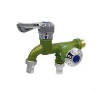 HEIBTENY Grifo de doble cabezal montado en la pared de 1/2 pulgada, anticongelante, grifo de control doble, para lavadora y fregona, baño, balcón, lavado de coches, verde, blanco, azul, naranja (verde