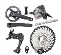 HEIBTENY Grupo de bicicleta de montaña de 10 velocidades con bielas huecas 32T/34T/36T y casete 42T, kit de transmisión de aluminio para cambios precisos en terrenos difíciles (plato 34T)