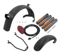 HEIBTENY Guardabarros delantero y trasero para scooter eléctrico con soporte de luz trasera y cubiertas de rueda laterales, plástico ABS impermeable para kit de protección contra salpicaduras