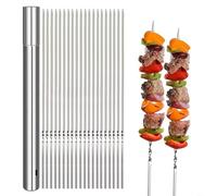 HEIBTENY Homealexa - Pinchos para barbacoa, juego de pinchos planos de acero inoxidable 304, reutilizables con bolsa de almacenamiento para barbacoa, fiesta, herramientas de shish kabob (40)