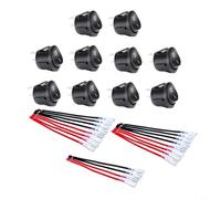 HEIBTENY Interruptor basculante redondo de 12 V CC de 2 pines SPST precableado para botón de palanca 20 A 125 V CA a presión para coche, camión, barco, yate, electrodomésticos, color negro (paquete de