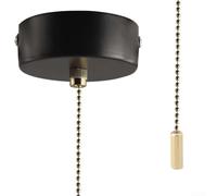 HEIBTENY Interruptor de luz para techo en el baño, con cadena larga de 150 cm, dormitorio, cocina y locales comerciales (negro)