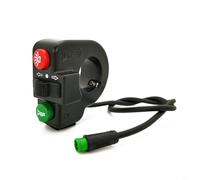 HEIBTENY Interruptor de manillar de bicicleta eléctrica 3 en 1 de 22 mm, control impermeable de 5 pines para luz de bocina, botón de encendido/apagado, compatible con bicicleta eléctrica, scooter