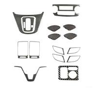 HEIBTENY Juego completo de molduras interiores de fibra de carbono para CR-V 2007-2011, molduras decorativas negras con cinta, para una fácil instalación en la puerta de la consola del salpicadero