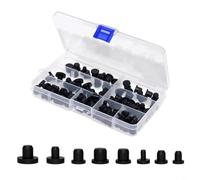 HEIBTENY Juego de 118 tapones de goma de silicona tipo T, 8 tamaños de 4 a 9,5 mm, persianas negras, para sellado industrial, cubiertas antipolvo, tubos de ensayo, agujero para muebles