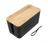 HEIBTENY Juego de cajas de gestión de cables con tapa de madera, organizador de cables para regletas de alimentación, enchufes, adaptadores, ocultación de cables de TV, oficina en casa (A)