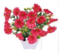 HEIBTENY Juego de flores artificiales de gloria de la mañana con mini valla, vides de plástico de seda realistas para decoración de escritorio de mesa de oficina en casa, 22 cm de altura (paquete de
