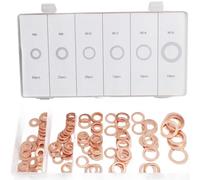 HEIBTENY Kit de juntas de arandela plana de cobre, 110 piezas M6, M8, M10 para tamaños M16 para mantenimiento automotriz y mecánico, con dimensiones precisas en caja de almacenamiento de plástico