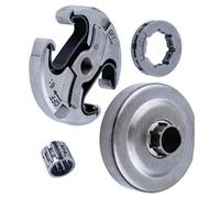 HEIBTENY Kits de embrague con piñón y disco pasivo para cadenas 340 345 350 445, ensamblajes de tambor de repuesto de aluminio para un compromiso suave y un rendimiento de corte óptimo