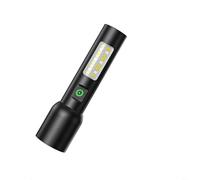 HEIBTENY Linterna de camping recargable con haz de zoom fuerte Rango de 500 M Luces laterales dobles blancas y rojas Seis para modos de iluminación Tipo C Carga rápida Batería de 1800 mAh (negro)