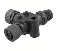 HEIBTENY M12-5P Conector divisor T de 3 vías para NMEA 2000 Backbone IP67 impermeable Marine Drop Cable adaptador con bloqueo roscado para sensores de navegación Garmin Simrad
