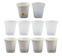 HEIBTENY Macetas de riego automático, paquete de 10 recipientes de plástico para jardín con agujeros de drenaje para orquídeas, suculentas, hierbas, juego moderno para interiores y exteriores, para
