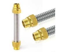 HEIBTENY Manguera flexible del acero inoxidable DN20 x 250m m con las colocaciones de latón, conector corrugado 304 para los sistemas solares del calentador de agua y de la bobina de la fan, plata