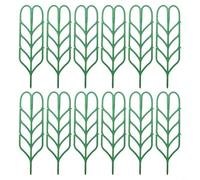 HEIBTENY Marco de soporte para plantas, 12 soportes de escalada de plástico verde para flores en maceta, enrejado vertical resistente de jardín, diseño de ahorro de espacio de fácil montaje, 15 x 35