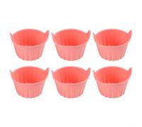 HEIBTENY Moldes de silicona, 6 moldes antiadherentes para hornear para freidora de aire, resistentes al calor, para magdalenas, huevos, cupcakes, utensilios de horno reutilizables, negro, gris, rojo