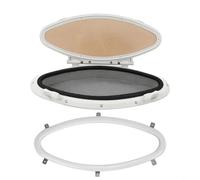 HEIBTENY Ojo de buey ovalado de apertura interior, 470 x 210 mm, ventana impermeable anti-UV con mosquitera, marco de acero inoxidable ABS para yate, barco, RV, color blanco
