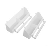 HEIBTENY Paquete de 2 dispensadores de comida de plástico para pájaros con perca, caja de alimentación de doble compartimento para jaulas de periquitos, contenedor automático de granos de gran