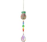 HEIBTENY Paquete de 3 atrapasueños de cristal, incrustados para trébol de piña y cereza, prismas colgantes para decoración de jardín, patio, porche, interior y exterior, 114-122 pulgadas