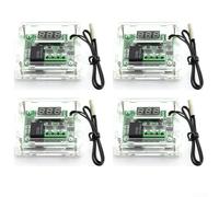 HEIBTENY Paquete de 4 termostatos digitales LED W1209 de 12 V, interruptor de control con carcasa, sensor de alta precisión de -50 a 110 °C para calefacción, refrigeración, incubadora verde (LED rojo)