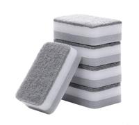 HEIBTENY Paquete de 5 esponjas de doble cara reutilizables para lavar platos con lado suave y absorbente para eliminar grasa, paños de limpieza lavables para platos (blanco)