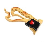 HEIBTENY Pareja de madera besándose estatua amor corazón ornamento tallado a mano madera y plástico figura para decoración del hogar escritorio estante boda San Valentín 28cm
