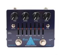 HEIBTENY Pedal de preamplificador de distorsión de ultra graves con ecualizador activo de 6 bandas, salida de auriculares overdrive de doble circuito y cabina Sim DI para bajo eléctrico, práctica de
