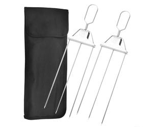 HEIBTENY Pinchos de barbacoa de 3 puntas para brochetas de acero inoxidable 304 resistentes con deslizador suave para una fácil liberación de alimentos, pinchos de metal reutilizables para pollo (2