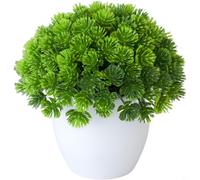 HEIBTENY Planta artificial en maceta de 17 x 16 cm, bola de hierba verde falsa, árbol bonsái sintético, follaje de simulación de plástico, bajo mantenimiento, estante de escritorio, oficina, hogar