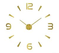 HEIBTENY Reloj de pared con espejo grande 3D DIY Sticker Home Office Shop Decoración Reloj acrílico Decoración de arte 50 cm Negro Dorado Fácil de instalar No requiere montaje Sala Dormitorio (dorado)