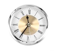 HEIBTENY Reloj despertador de cuarzo de 89 mm, pieza de repuesto redonda de metal plateado dorado con cara de cristal, para decoración moderna del hogar y proyectos de reloj personalizados (plateado)