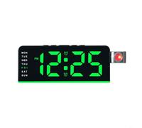 HEIBTENY Reloj despertador de proyección LED, reloj digital multifuncional, con visualización de hora, fecha, temperatura, proyector giratorio de 180°, función de repetición, 5 colores (negro y verde)