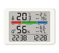 HEIBTENY Reloj despertador digital magnético ultrafino con pantalla LCD, calendario de temperatura, humedad, retroiluminación suave para dormitorio, oficina, nevera, metal, para superficie, negro