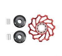 HEIBTENY Rueda de bicicleta 11T 13T polea guía de aleación de aluminio con rodamiento de porcelana diseño de dientes profundos para bicicleta de carretera MTB desviador suave cambio bajo fricción (11T