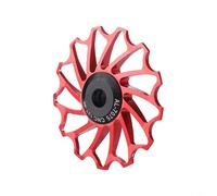 HEIBTENY Rueda de bicicleta 11T 13T polea guía de aleación de aluminio con rodamiento de porcelana diseño de dientes profundos para bicicleta de carretera MTB desviador suave cambio bajo fricción (13T