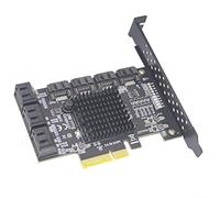 HEIBTENY Tarjeta de expansión SATA 3.0 de 6 puertos con chip ASMedia ASM1166, adaptador PCI-E x4/x8/x16 para Windows para LINUX Synology, controlador SSD HDD sin controlador