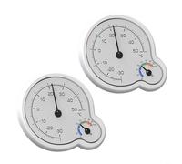HEIBTENY Termómetro mecánico higrómetro set batería libre temperatura interior humedad medidor de doble dial diseño montaje en pared escritorio blanco ABS 2 unids hogar clima monitor