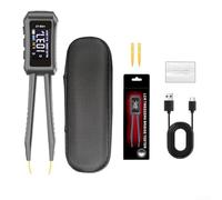 HEIBTENY ZT-MD1 Medidor digital pinzas probador para resistencias inductores condensadores, 100Hz-10kHz multifrecuencia, pantalla a color de 1.14 pulgadas, recargable USB-C, automático (ZT-MD1 recto)