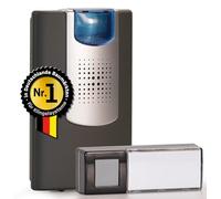 Heidemann HX 70825 - Kit de timbre inalámbrico (antracita, alcance máximo 200 m, volumen ajustable hasta 90 dB, 8 melodías ajustables, timbre, incluye transmisor + receptor, timbre)