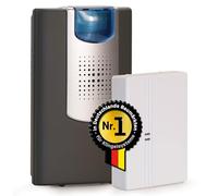 Heidemann Timbre inalámbrico HX Action (alcance máx. 150 m, volumen regulable en 4 niveles hasta 90 dB, 8 melodías seleccionables, timbre, con emisor + receptor, timbre de puerta, timbre inalámbrico) 70835