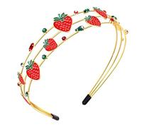 HEIDKRUEGER Diadema de fresa encantadora para mujeres adolescentes, accesorio para el cabello de moda para primavera y verano (color rojo fresa, talla única)