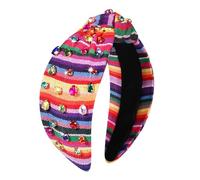 HEIDKRUEGER Diadema de nudo bordada mexicana con diamantes de imitación coloridos, accesorios para el cabello para fiestas mexicanas